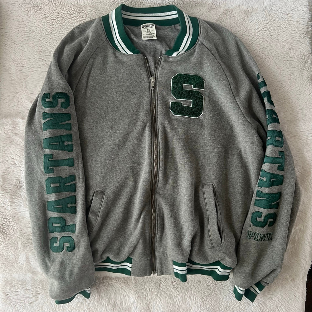 Women's PINK by VS Michigan State University Spartans Varsity Jacket M